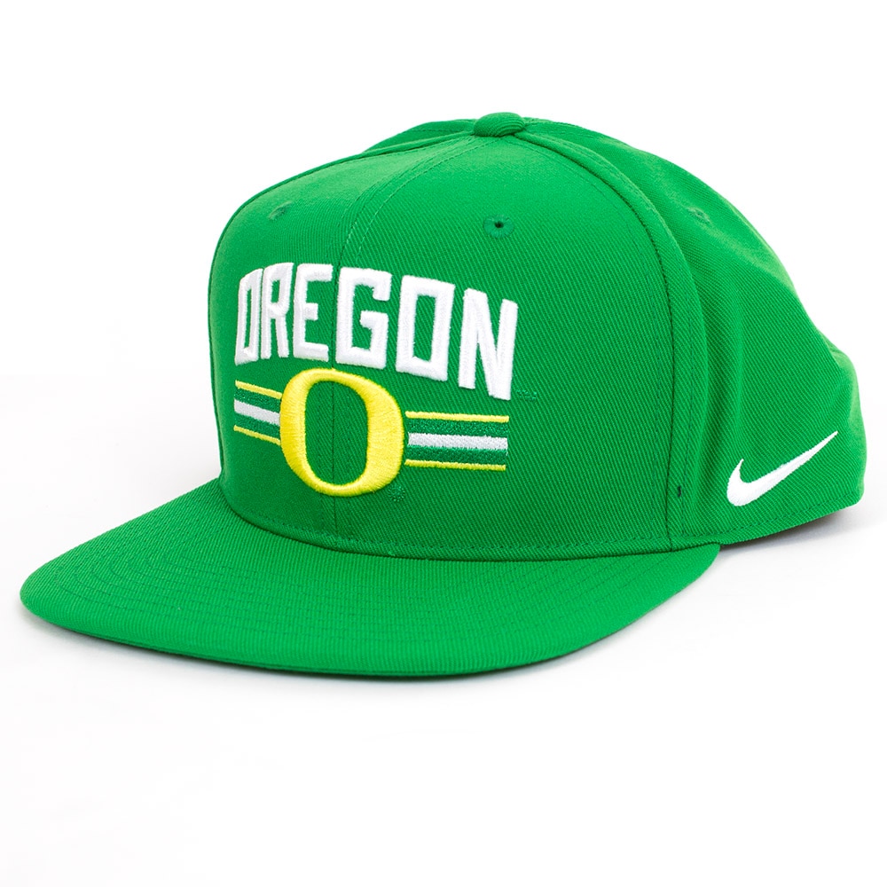 Classic Oregon O, Nike, Green, Flatbill, Performance/Dri-FIT, Accessories, Unisex, Structured, Snapback, Arched Oregon, Adjustable, Hat, 916392